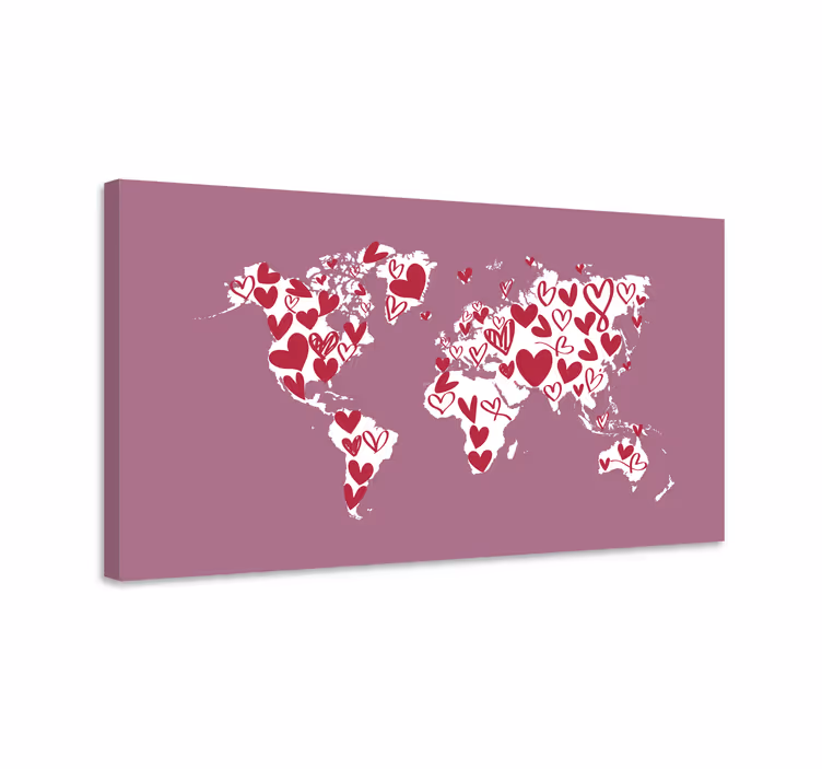 Cuadro mapa corazones del mundo - TenVinilo