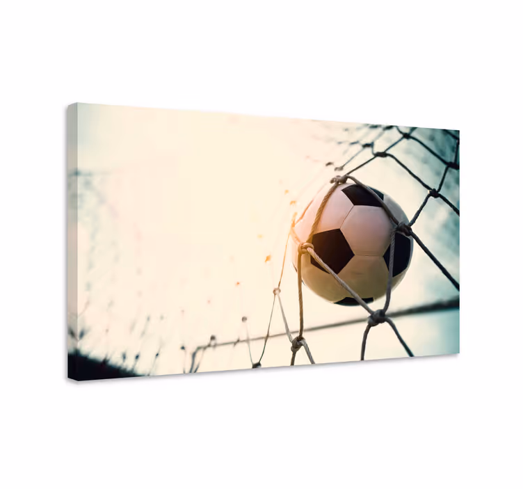 Cuadro deporte balón de fútbol en la portería - TenVinilo