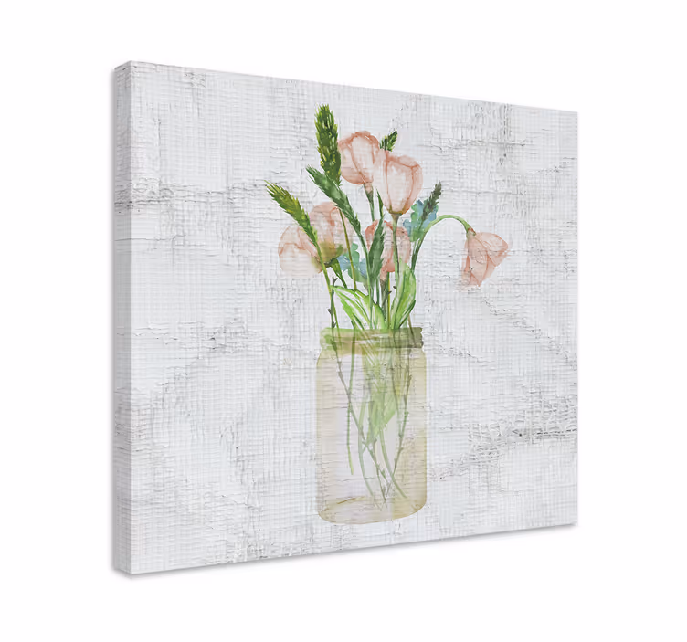 Cuadro de flores tarro de flores rosas - TenVinilo