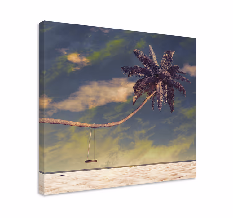 Cuadro de flores columpio de palmera - TenVinilo