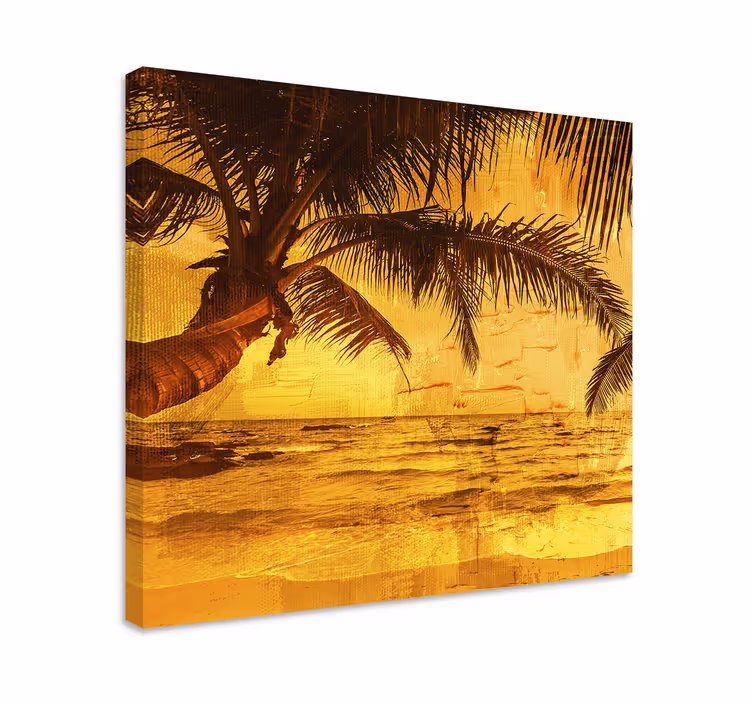 Cuadro paisajes escena de palmas al atardecer - TenVinilo