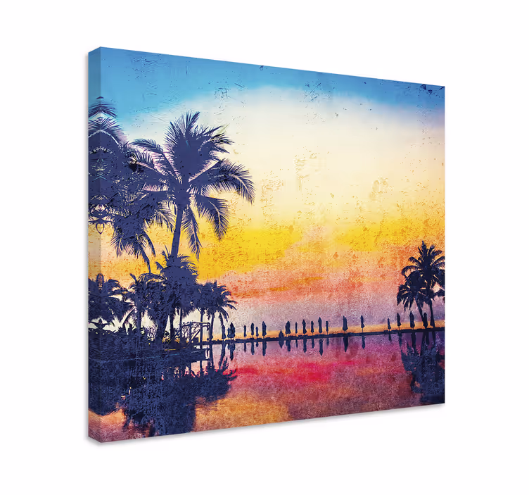 Cuadro paisajes reflejo de palmeras en silueta - TenVinilo