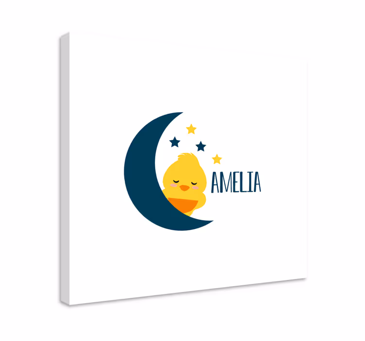 Cuadro para bebés pollito dormilón en la luna - TenVinilo