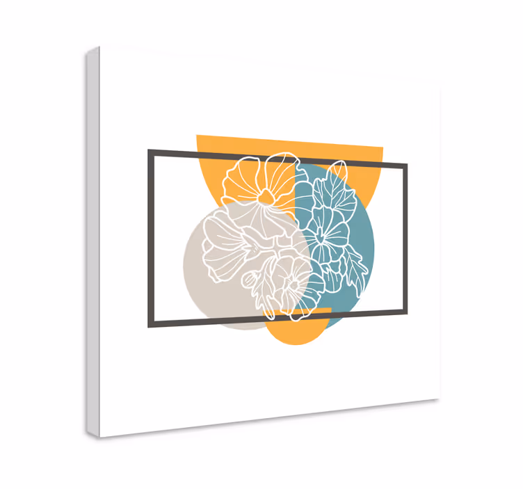 Cuadro de flores ilustración botánica contorno - TenVinilo