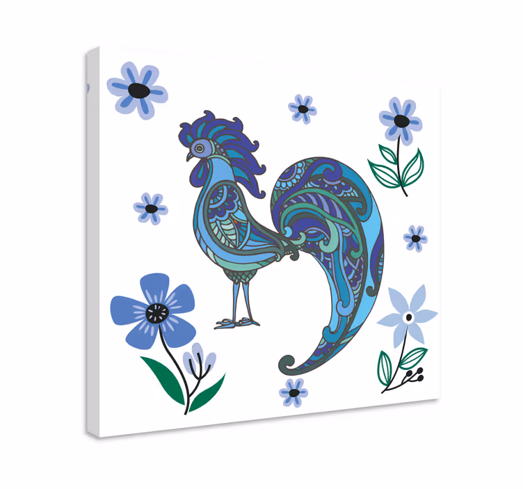 Cuadro animales escultura de gallo colorido - TenVinilo