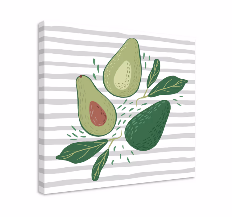 Cuadro bodegones Composición aguacate y hojas - TenVinilo