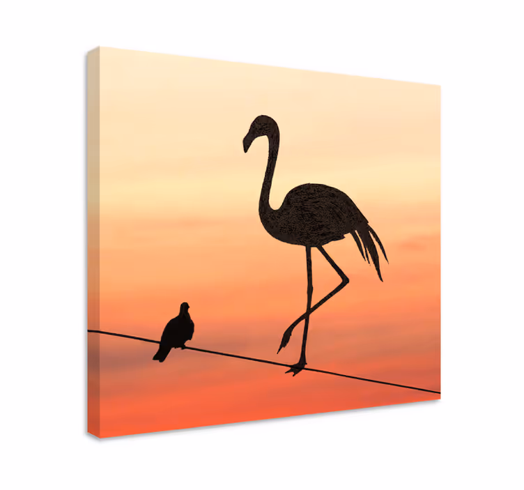 Cuadro para recibidor Diseño de flamencos y pájaros - TenVinilo