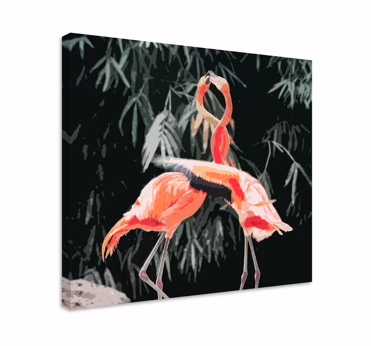 Cuadro aves pareja de flamencos - TenVinilo
