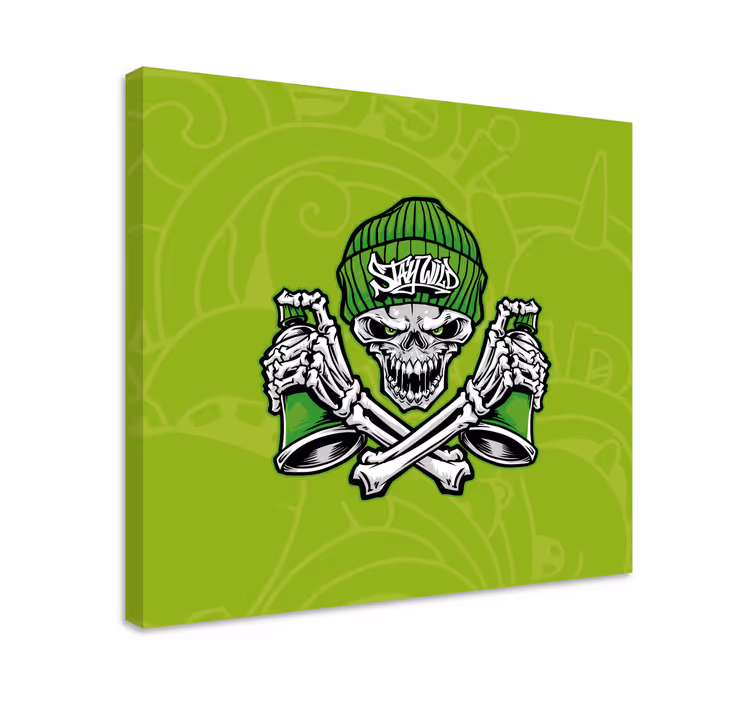 Cuadro de personas calavera sosteniendo copas - TenVinilo