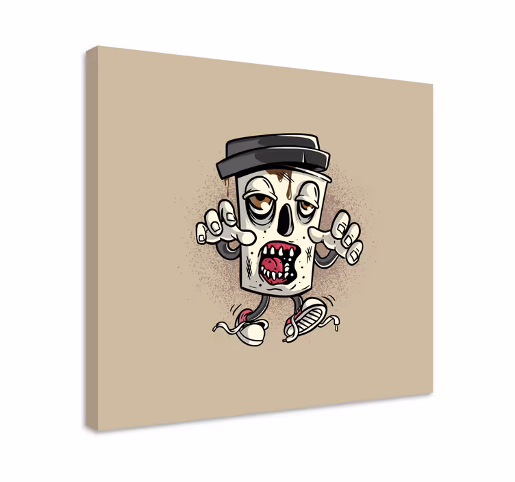 Cuadro moderno Personaje de graffiti zombie de café - TenVinilo