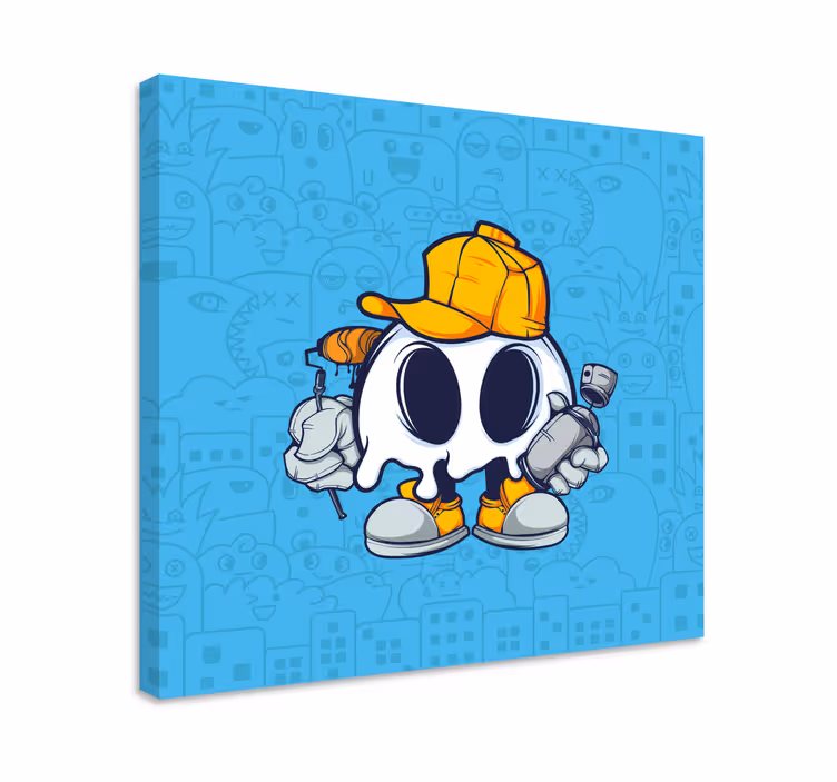 Cuadro moderno Calavera cool kid graffiti cartoon - TenVinilo