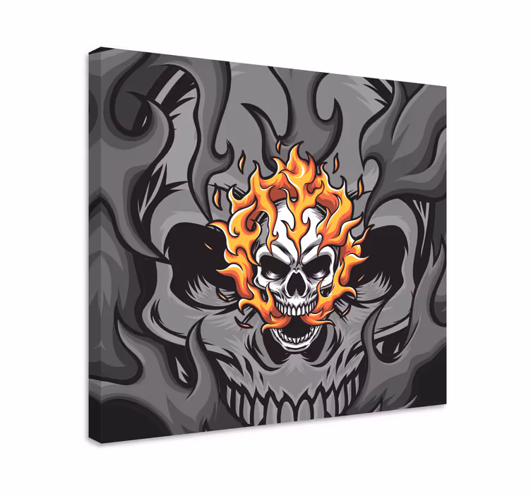 Cuadro moderno Cráneo en estilo de dibujos animados de fuego - TenVinilo