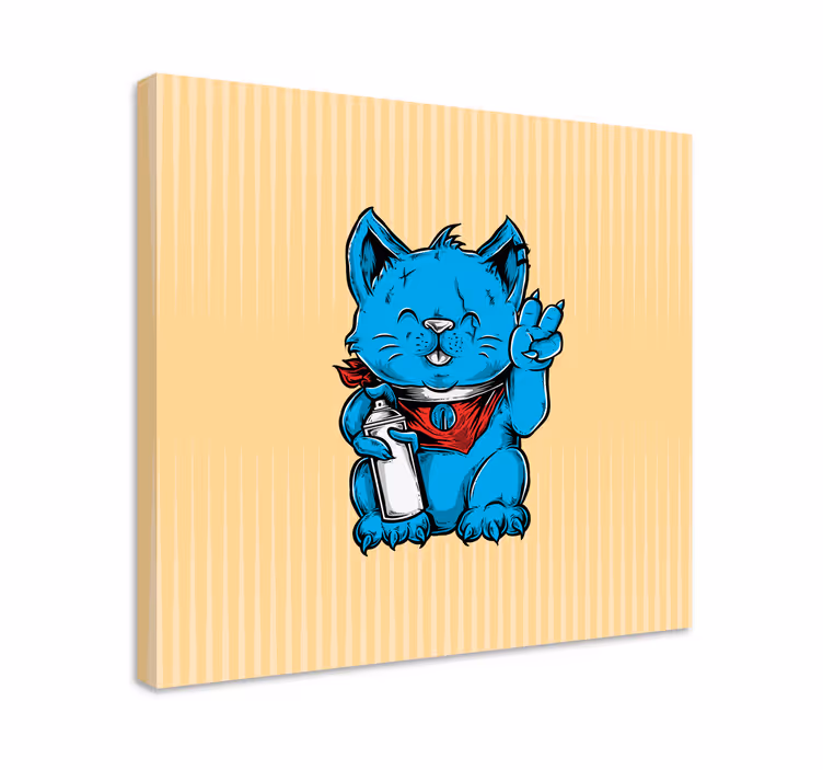 Cuadro de gatos gato azul juguetón - TenVinilo
