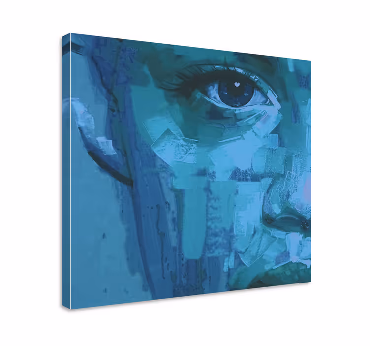 Cuadro moderno Niña pintada de azul - TenVinilo