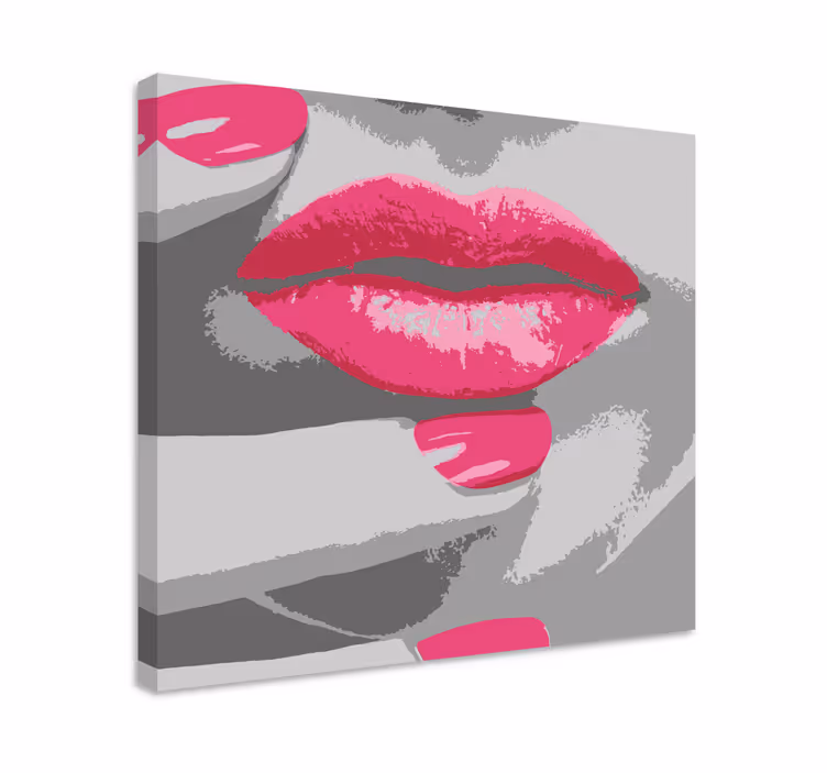 Cuadro retro vintage detalle de labio rosa - TenVinilo