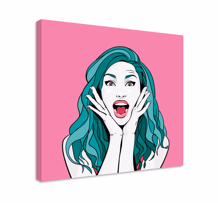 Cuadro de personas expresión de mujer sorprendida - TenVinilo