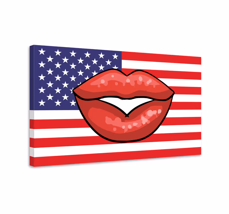 Cuadro retro vintage labios en la bandera - TenVinilo