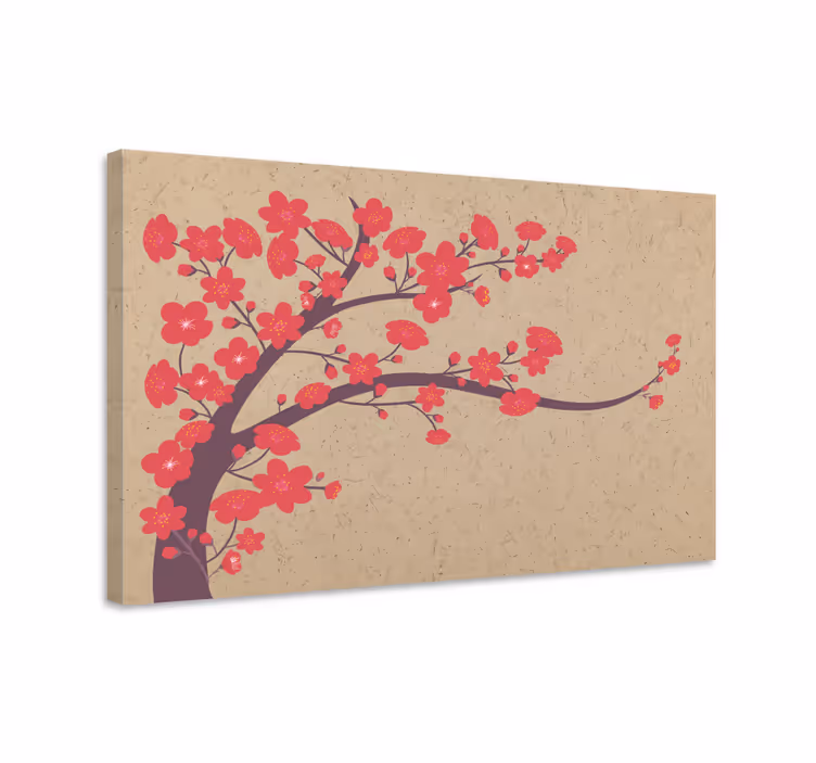 Cuadro 3d Flores rojas con fondo beige - TenVinilo