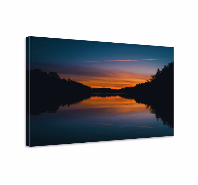 Cuadro paisajes reflejo sereno del atardecer - TenVinilo