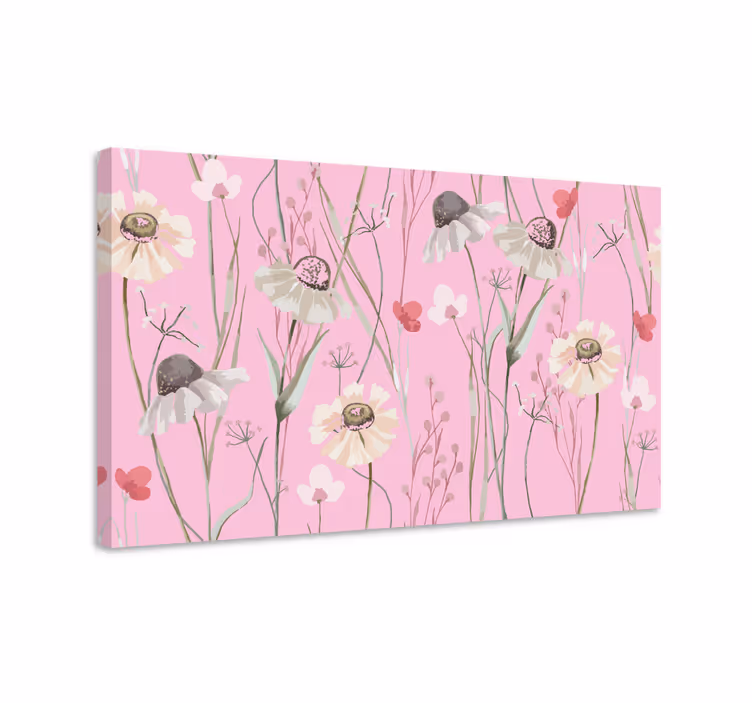 Cuadro de flores Patrón de colores pastel rosa - TenVinilo