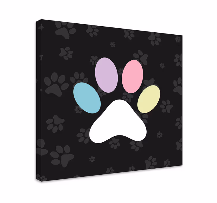Cuadro de perro huella de pata colorida - TenVinilo
