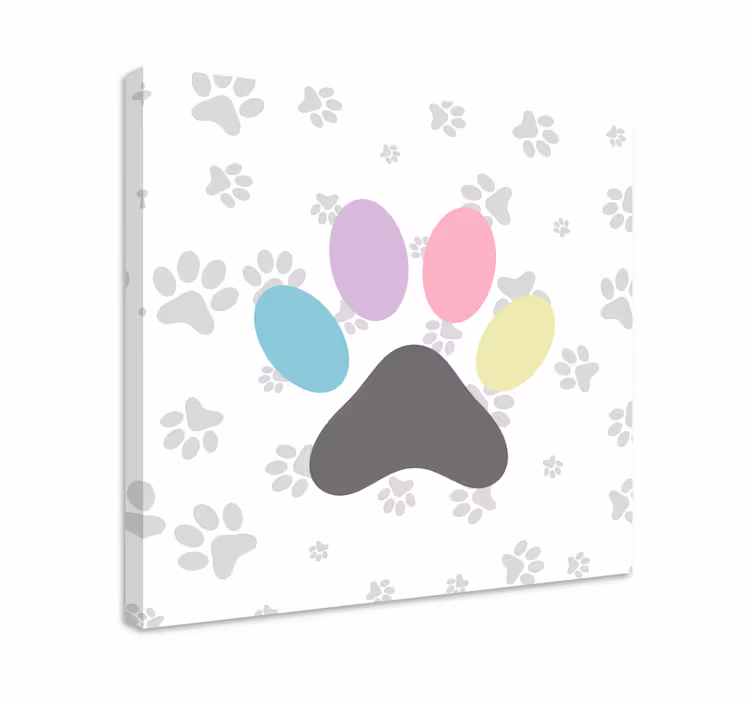 Cuadro de perro huellas de patas coloridas - TenVinilo