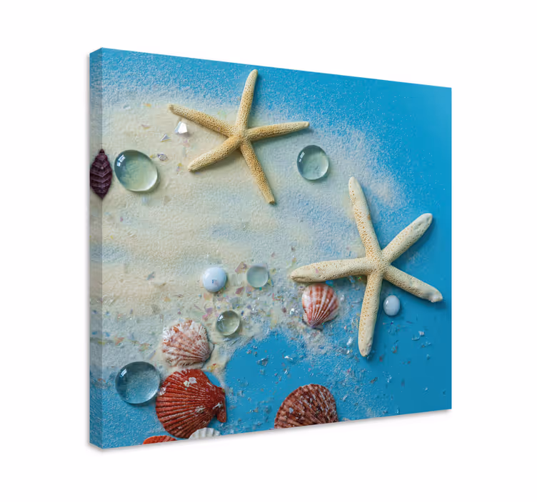 Cuadro 3d Estrella de mar en arena colorida - TenVinilo