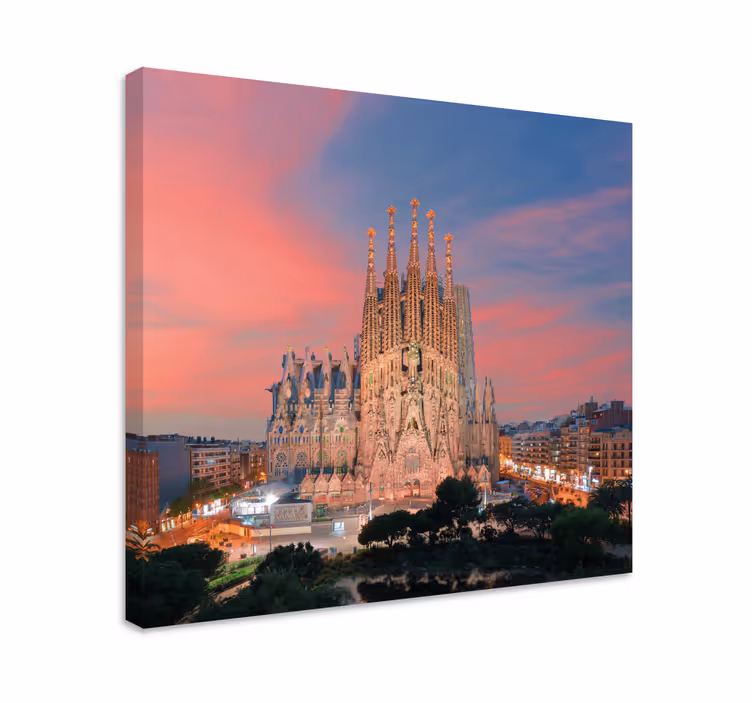 Cuadro 3d Vistas a la sagrada familia por la noche - TenVinilo