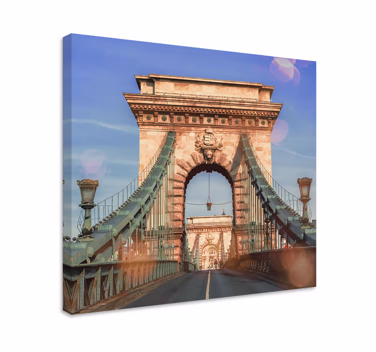 Cuadro ciudades vista del puente de cadenas - TenVinilo