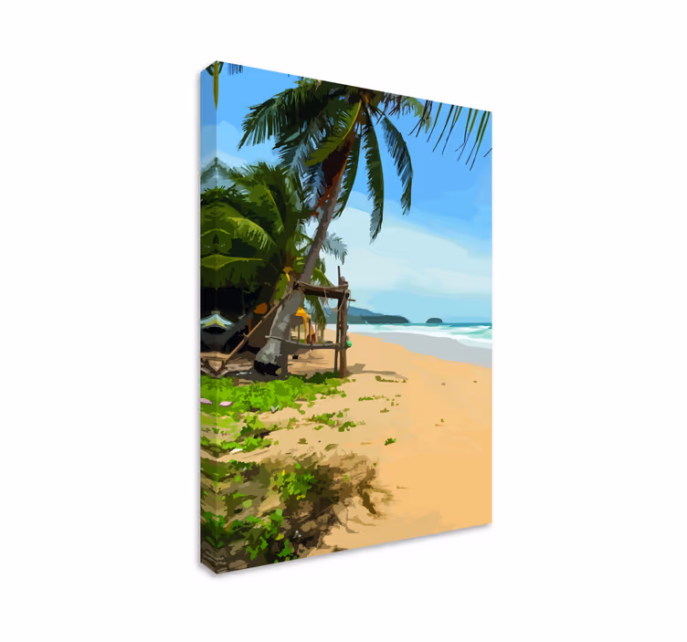 Cuadro paisajes Playa con palmeras en un día soleado - TenVinilo