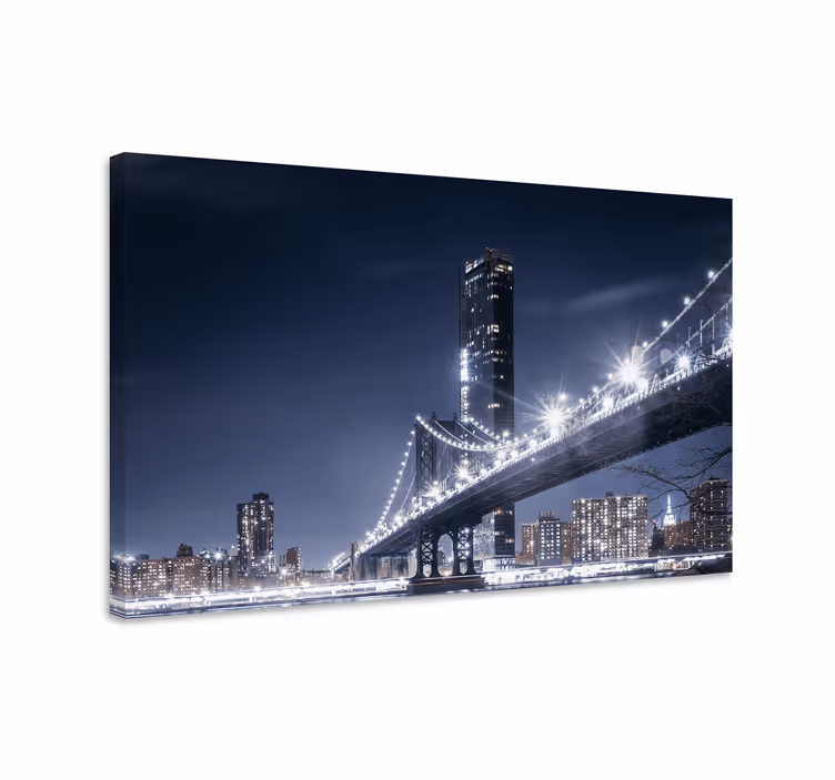 Cuadro ciudades puente de brooklyn iluminado - TenVinilo
