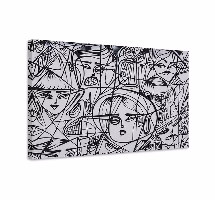 Cuadro en arte Caras abstractas en blanco y negro - TenVinilo