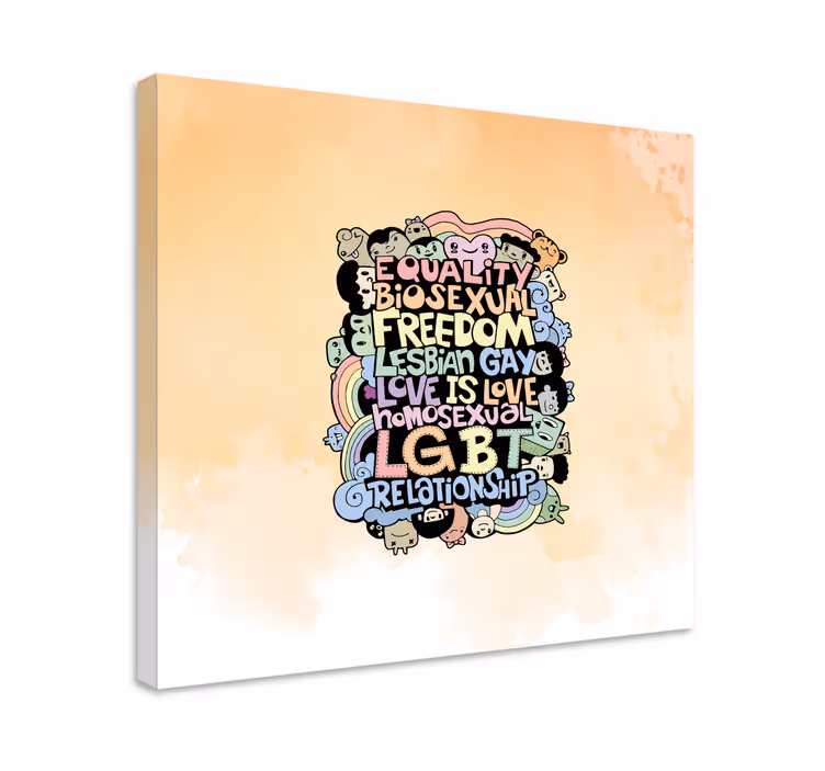 Cuadro casa Nombres de dibujo a mano de lgbt - TenVinilo