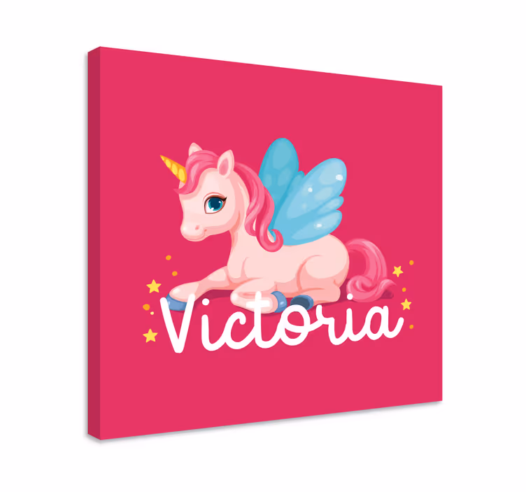 Cuadro personalizable Divertido unicornio rosa feliz - TenVinilo