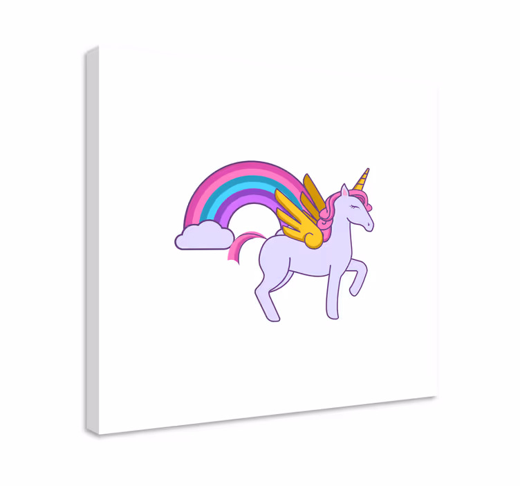 Cuadro infantil Unicornios rosa pastel con alas - TenVinilo
