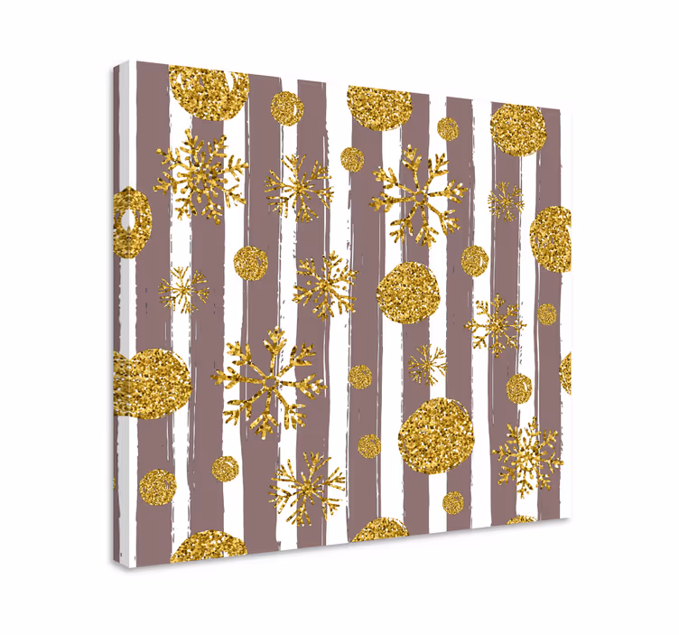 Cuadro ornamental patrones de copos de nieve dorados - TenVinilo