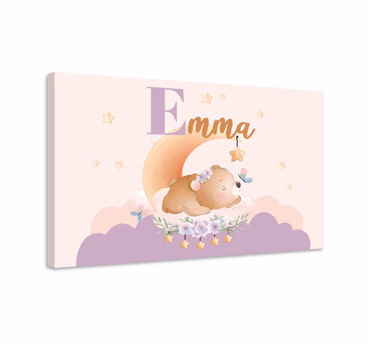 Cuadro personalizable Osos de animales lindos con nombre. - TenVinilo