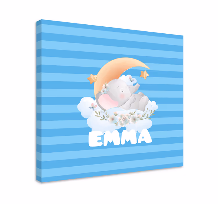 Cuadro personalizable Lindos animales elefante con nombre - TenVinilo