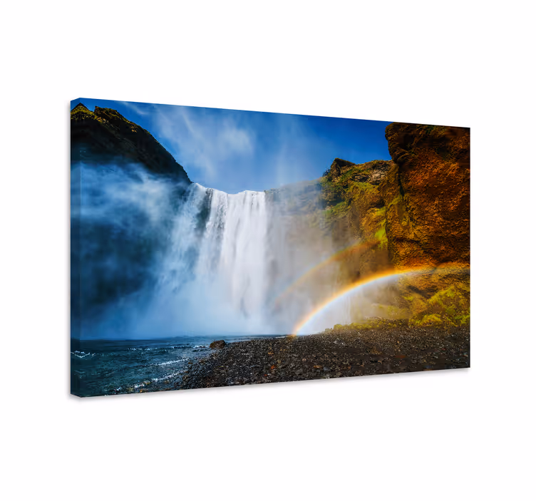 Cuadro paisajes Cascada con arcoiris - TenVinilo