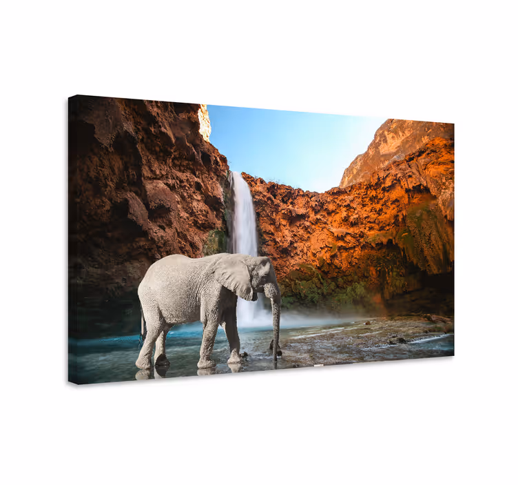 Cuadro de elefantes oasis del elefante majestuoso - TenVinilo