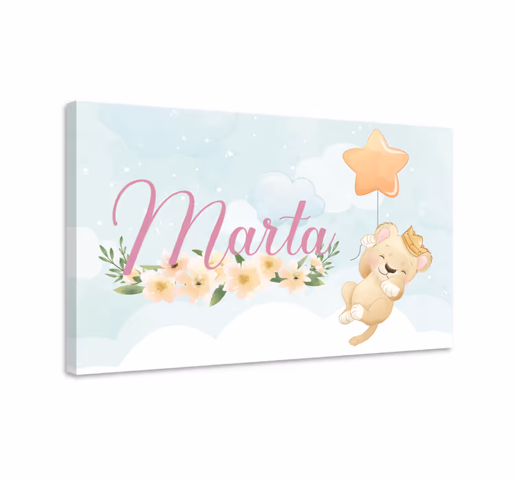Pintura habitación bebé Lindo león para niña con nombre - TenVinilo