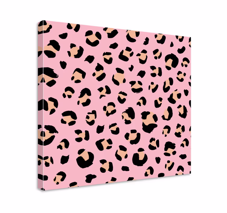 Cuadro para dormitorio Leopardo acuarela negro y rosa - TenVinilo