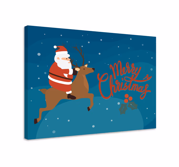 Cuadro de navidad Santa claus con diseño de renos - TenVinilo