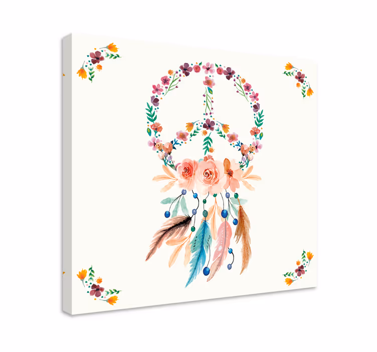 Cuadro de flores símbolo de paz floral - TenVinilo