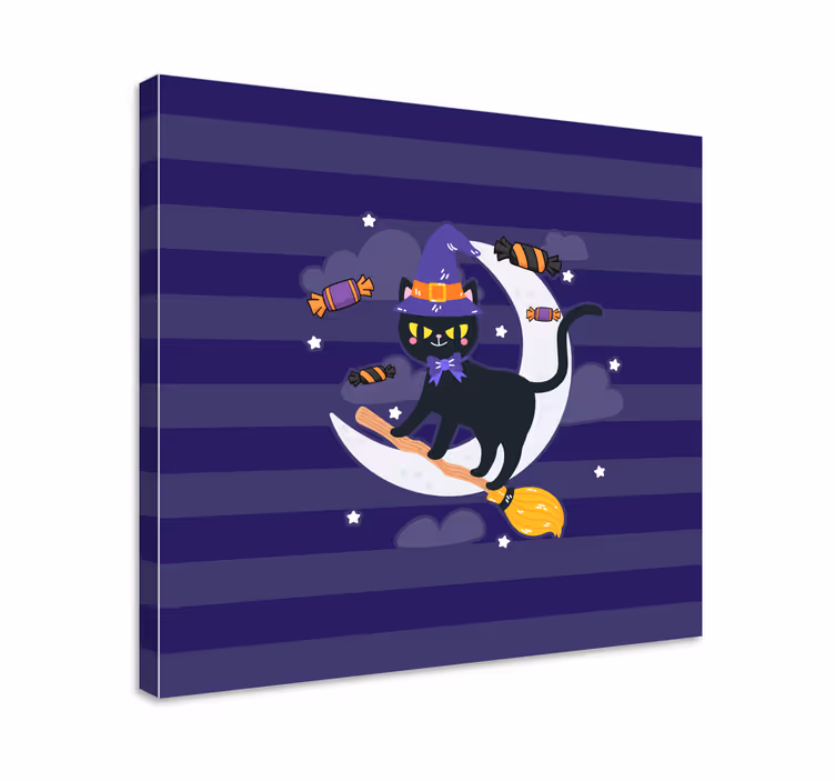 Cuadro de gatos bruja gato negro - TenVinilo