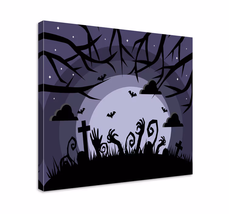 Cuadro con frase escena de cementerio escalofriante - TenVinilo