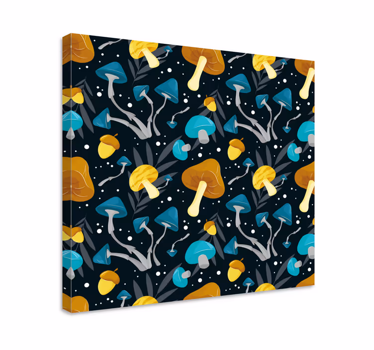 Cuadro de flores patrón de bosque de hongos - TenVinilo