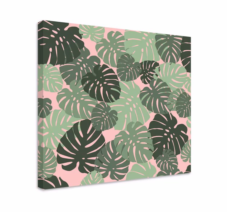Cuadro plantas Hojas de monstera color rosa - TenVinilo