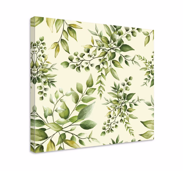 Cuadro de flores brotes de verde delicado - TenVinilo