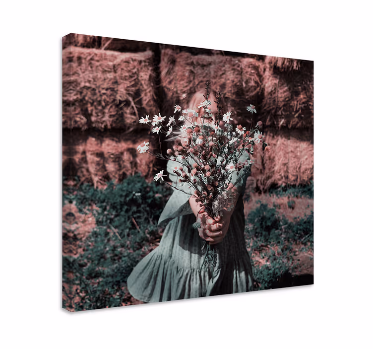 Cuadro paisajes Niña con ramo de flores - TenVinilo